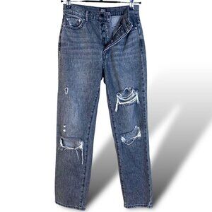 BDG Urban Outfitters Slim Straight Jeans Women 25 Black Distressed Button Custom